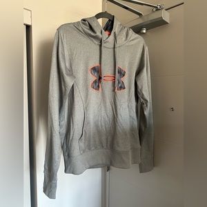 Gray Nike Drawstring Hoodie with Orange Accents
